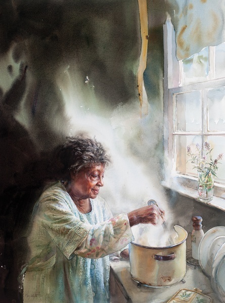 画标$美国水彩人物画家玛丽怀特:一张A4大小的水彩画标上万美元