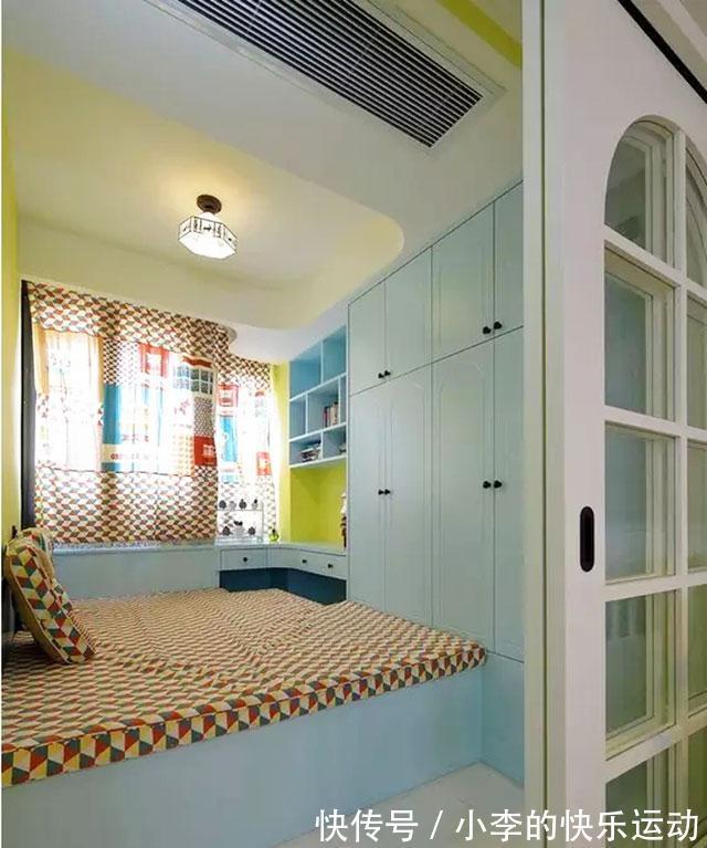 客餐厅|54平两室公寓,色彩搭配好大胆,餐厅的上下柜,好看又好用