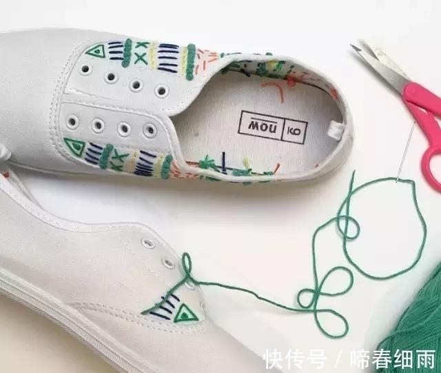diy 小白鞋穿腻了?试下刺绣后的小白鞋,一样穿出“花”样!附教程
