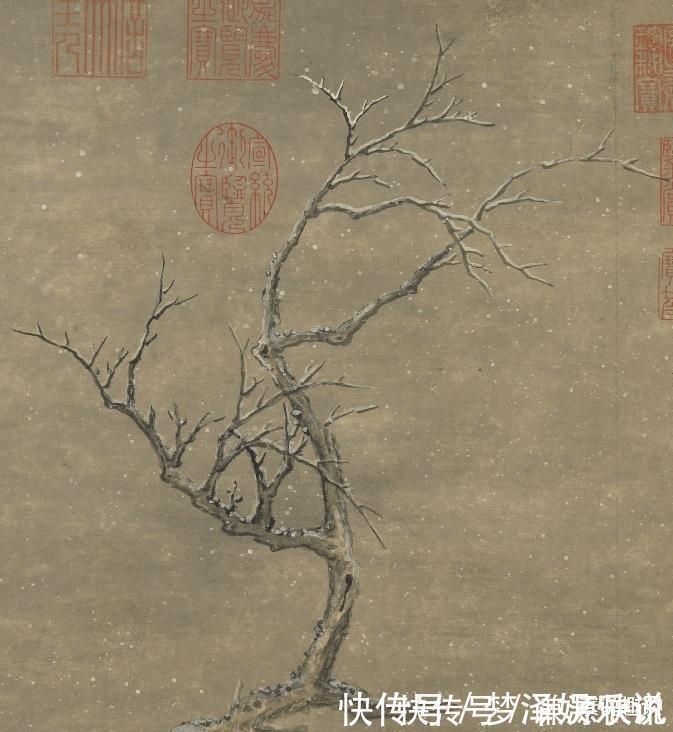 文徵明#500年前的一幅古画，老人江中钓鱼，却被乾隆盖了10多个章