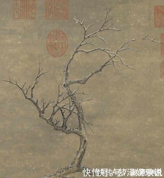 文徵明#500年前的一幅古画,老人江中钓鱼,却被乾隆盖了10多个章