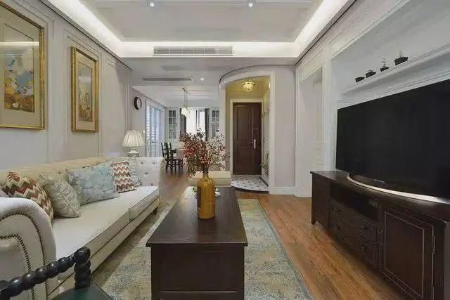 实用|朋友家的118㎡美式三居室,户型玄关和大电视柜太好看实用啦