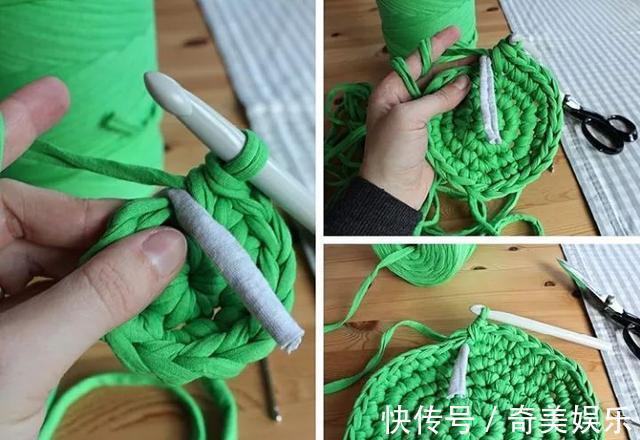 旧衣服剪几刀,制作布条线,拿来钩编收纳盒,非常实用!附教程