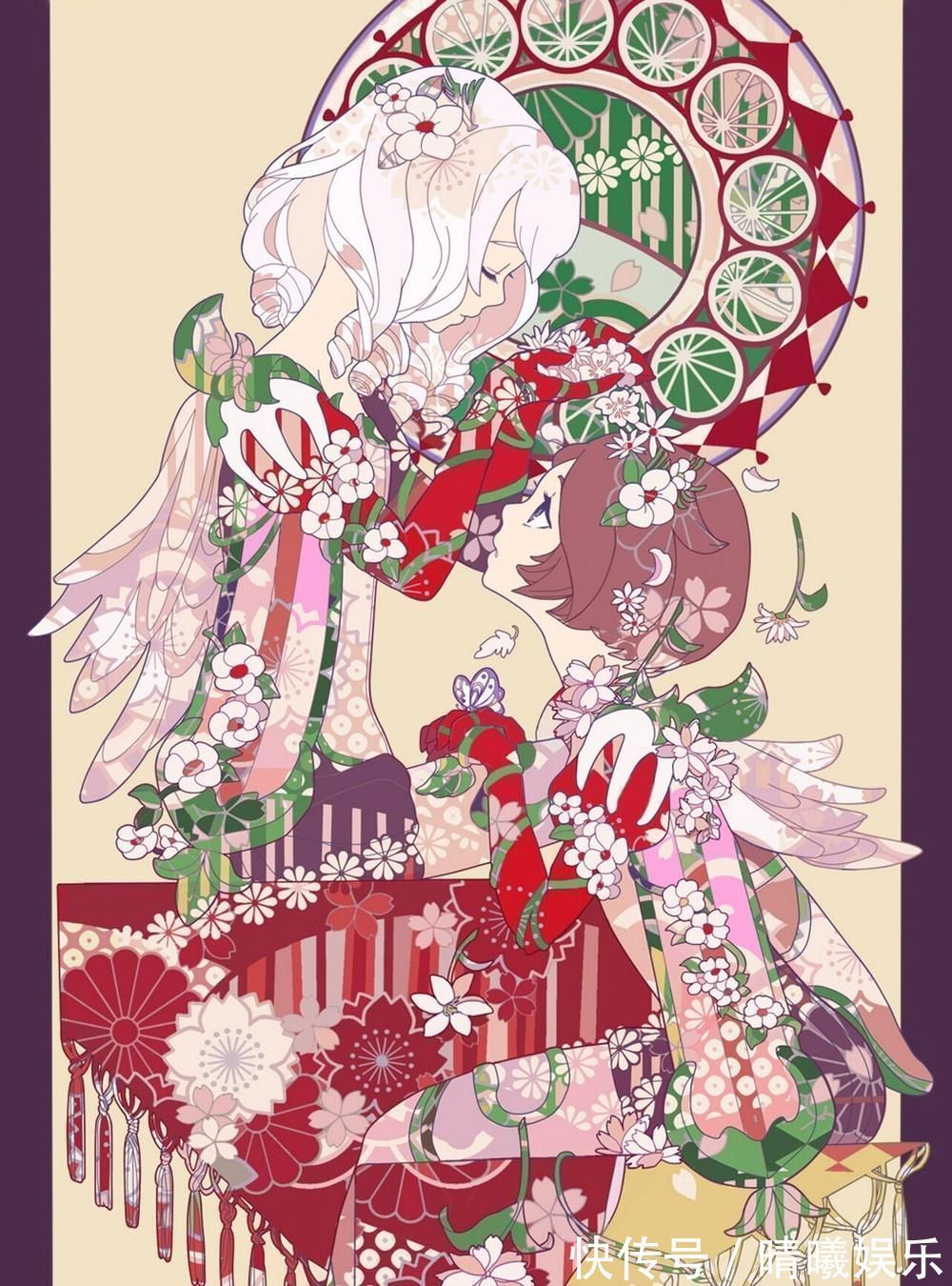 塔罗牌&纸胶带贴画风格插画,类似于塔罗牌的感觉,精致且美观