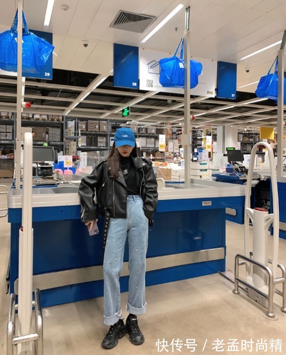 牛仔裤|皮衣外套配裙子裤子都时髦,复古还带点高级感