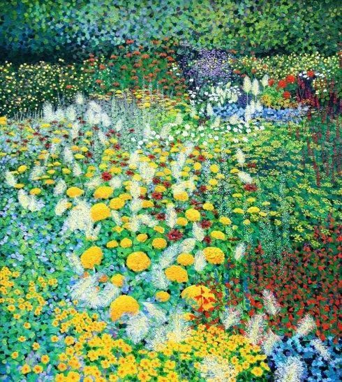 l她的画只用点,点了11年,点出了美到窒息的花园!