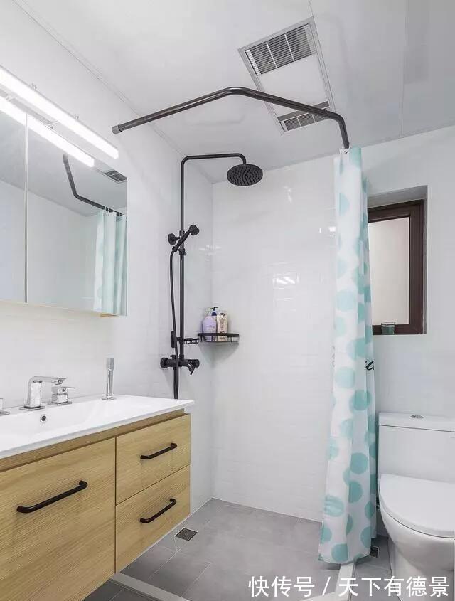 两居室|闺蜜的90㎡北欧两居室，全包14万，卫生间清爽的色调，非常不错