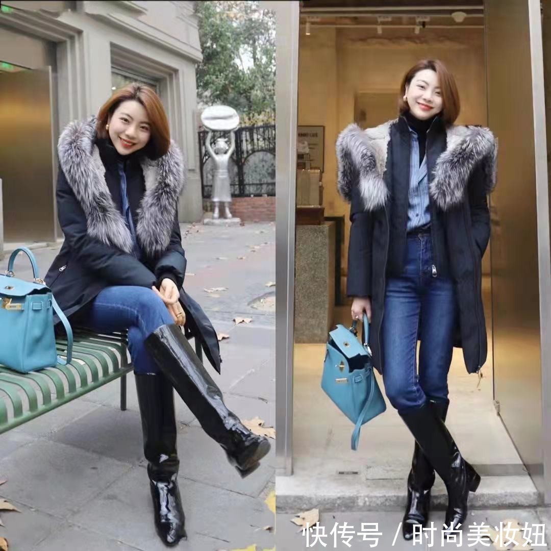 街拍|长靴不一定要配小脚裤,秋冬学会3种搭配,优雅高级又洋气