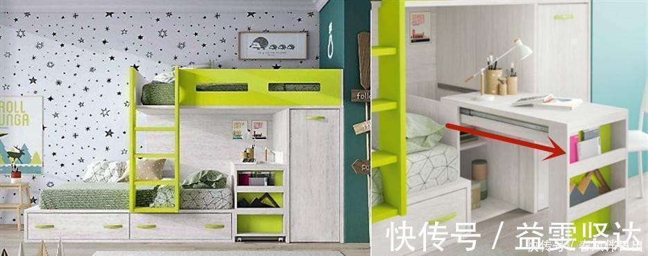 书桌|儿童房不足5㎡,把床抬高1米重叠利用空间,床上书房床下衣帽间