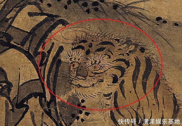 老虎&700年前的古画，疑似出现穿越中的老虎，画中老人表情更奇怪