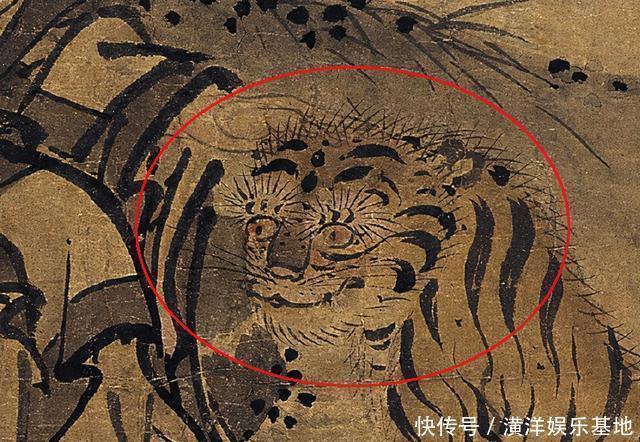 老虎&700年前的古画,疑似出现穿越中的老虎,画中老人表情更奇怪