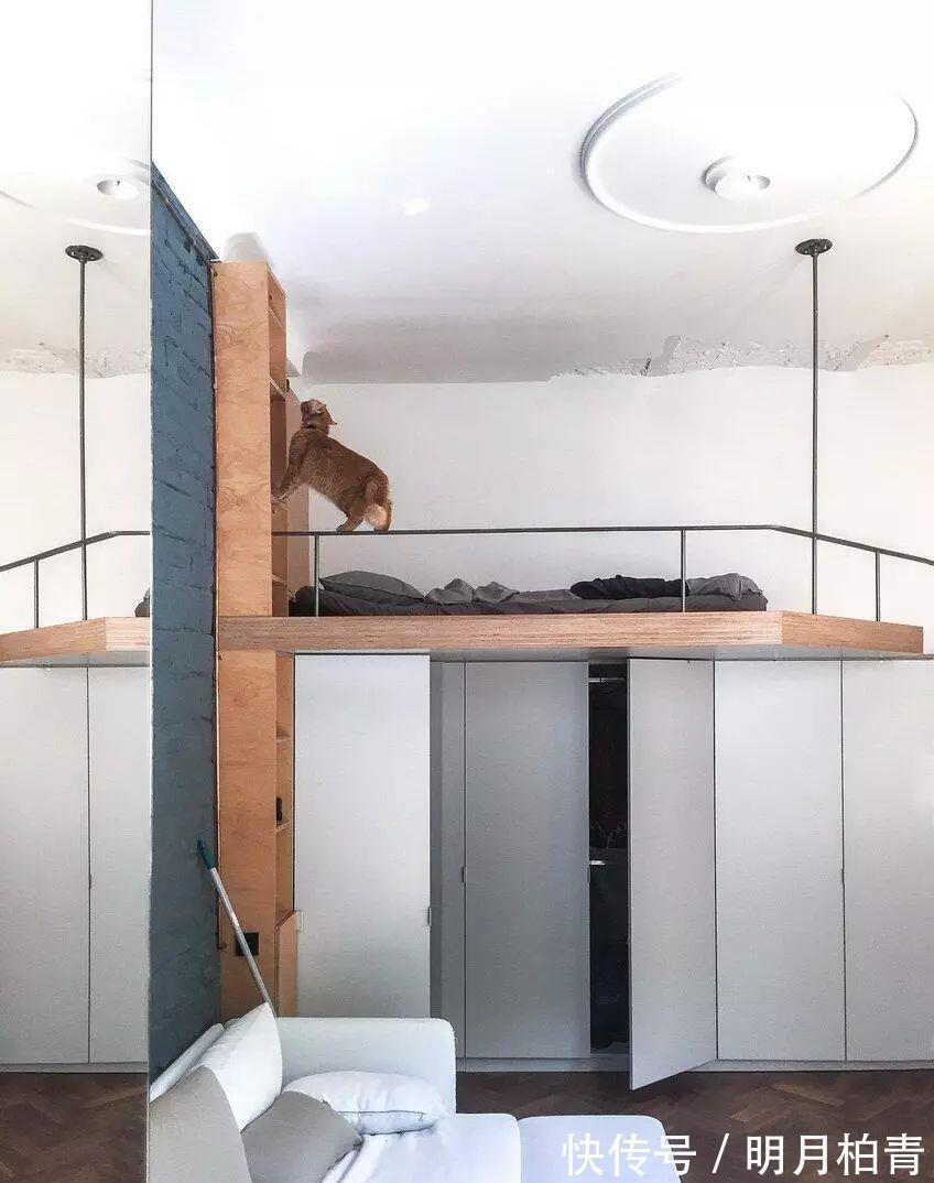 角度看|35平小公寓装修,入户门建阳光房,衣帽间塞床下面,洋气!