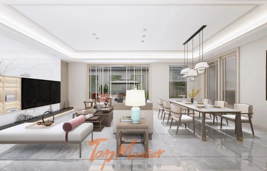 魯班裝飾|【魯班裝飾】山海春風200㎡新中式風格,彌新-偶寄