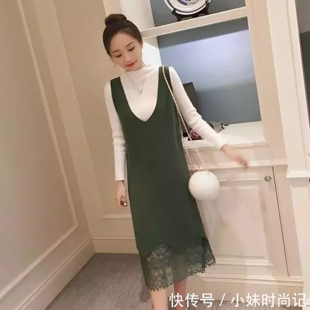 亲戚朋友聚会不知道怎么搭配, 假两件连衣裙帮你搞定一切烦恼