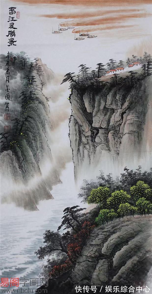 重门第$大千画派第三代传人,周金阊山水画,墨魂彩韵,磅礴灿烂