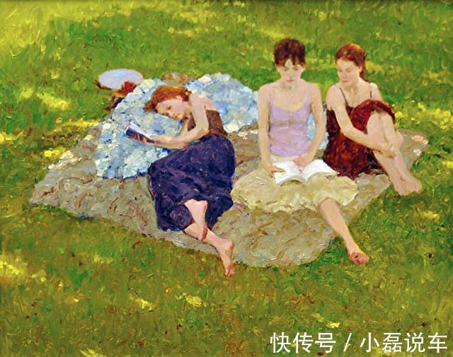 绘画$水灵秀气的美国女性人体油画，真可谓朱粉不深匀，闲花淡淡香