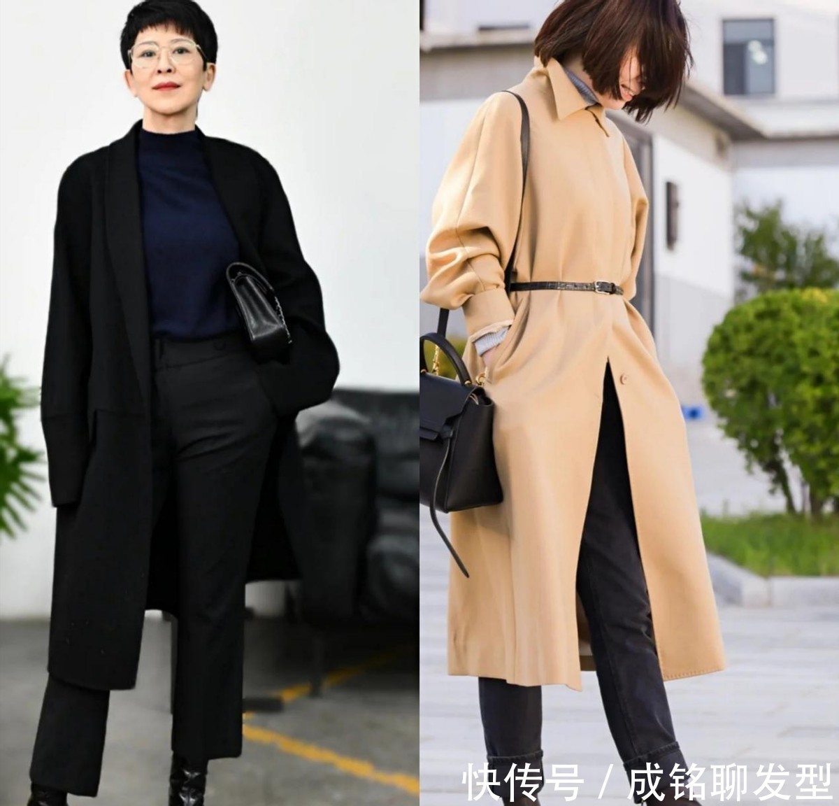 小黑裤|适合五六十岁女人的穿搭,叫“长大衣+小黑裤”,简约大气又时尚