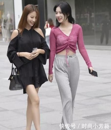小姐姐|时尚露腰上衣,搭配宽松休闲裤,让你在秋天穿出淡雅清爽又时尚