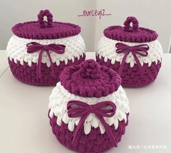 布条这样钩织，快速变收纳筐，放家里不好用吗DIY编织附教程