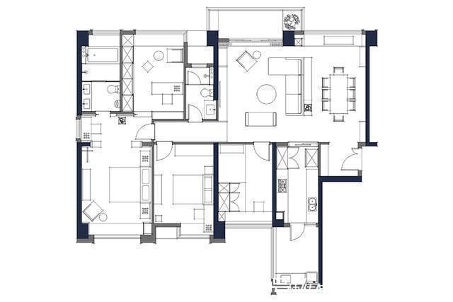 简约风|109平现代简约风采用矮柜使客厅与餐厅隔开,空间大很多空气流畅