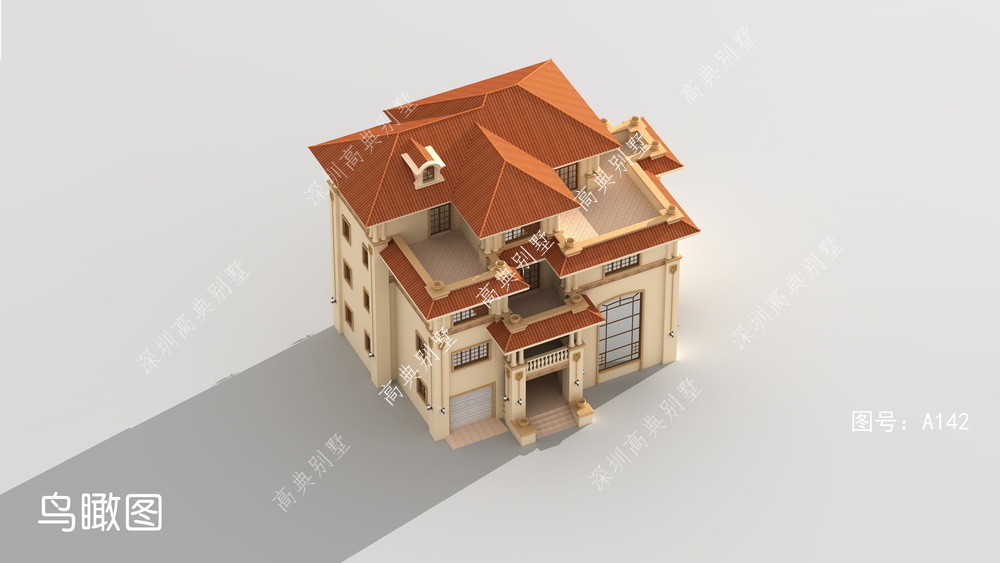 欧式|这款欧式农村别墅，橙色的屋顶吸引人的目光，清新别致。