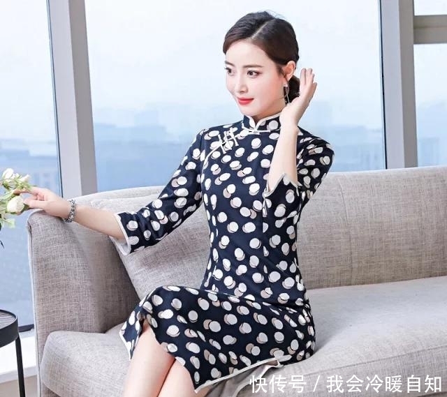 弹力文艺复古旗袍,棉质面料,贴身穿很舒适!