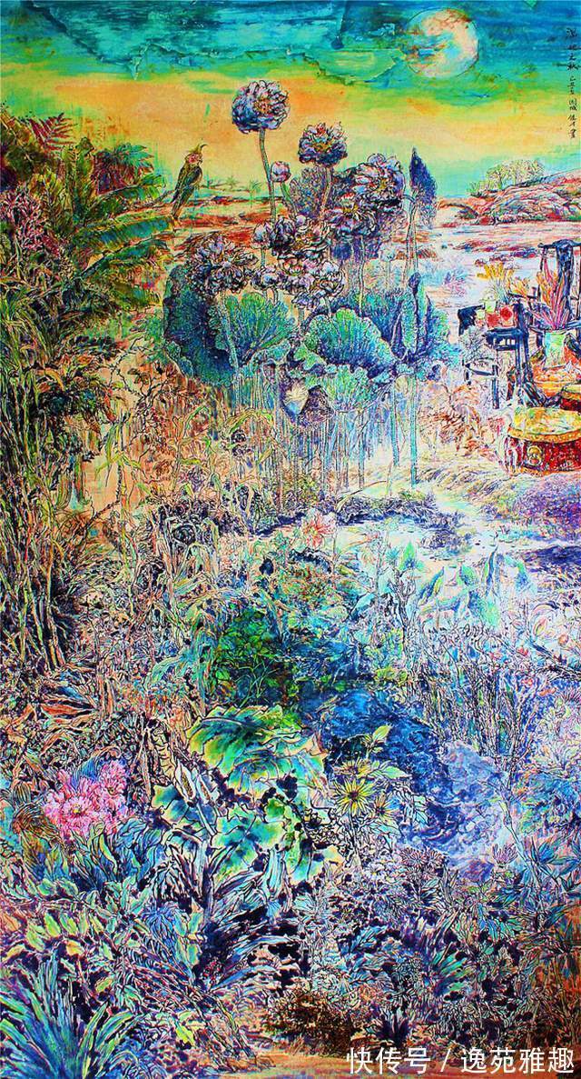 纸本设色#「画作欣赏」岁华绘花又绘鸟,时光爱鸟更爱人,余国城画作欣赏