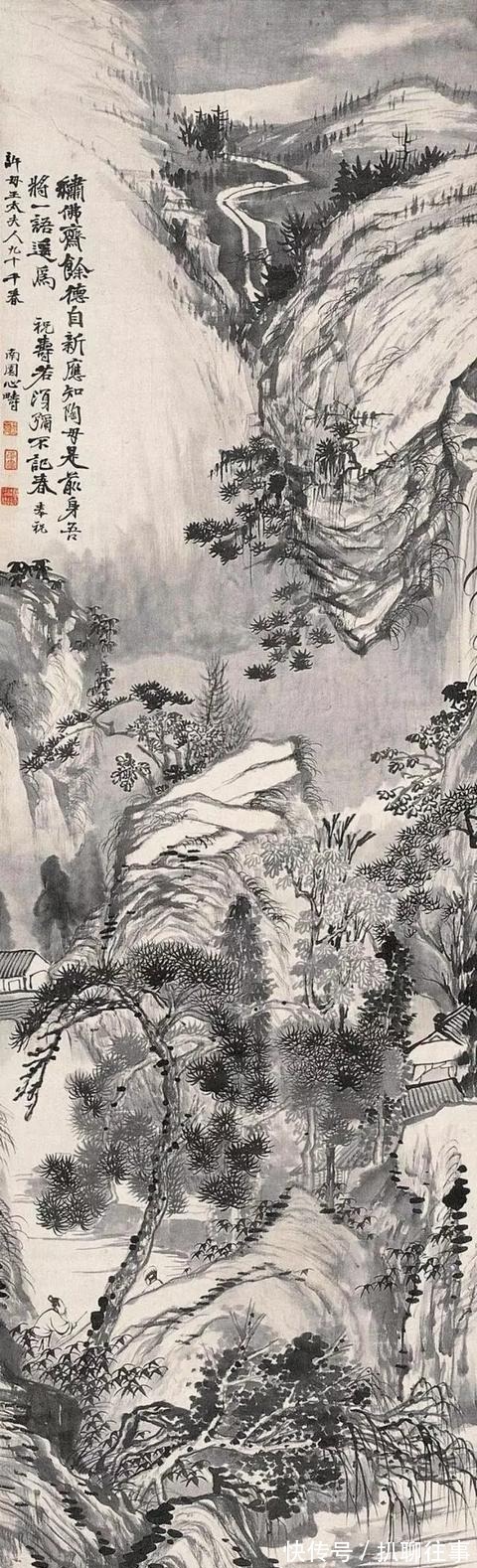 西岩松雪图@清初四大画僧笔下的意境山水,不只是养眼