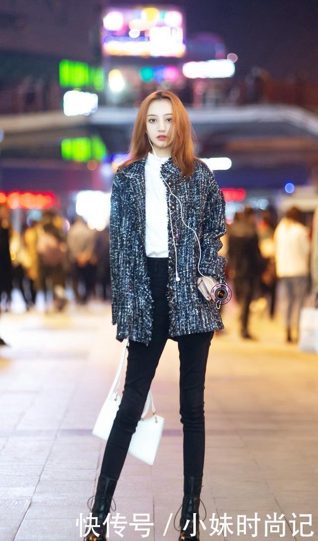 粗花呢|初冬时节适合穿紧身牛仔裤, 搭配粗花呢外套, 时髦洋气又显瘦