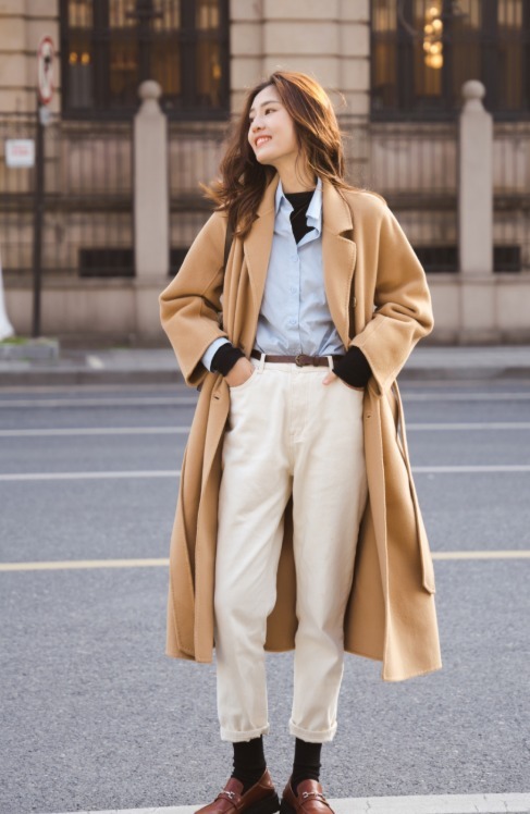 驼色大衣|今年冬装被这件驼色大衣承包了!搭配直筒裤或半身裙,超有气质,