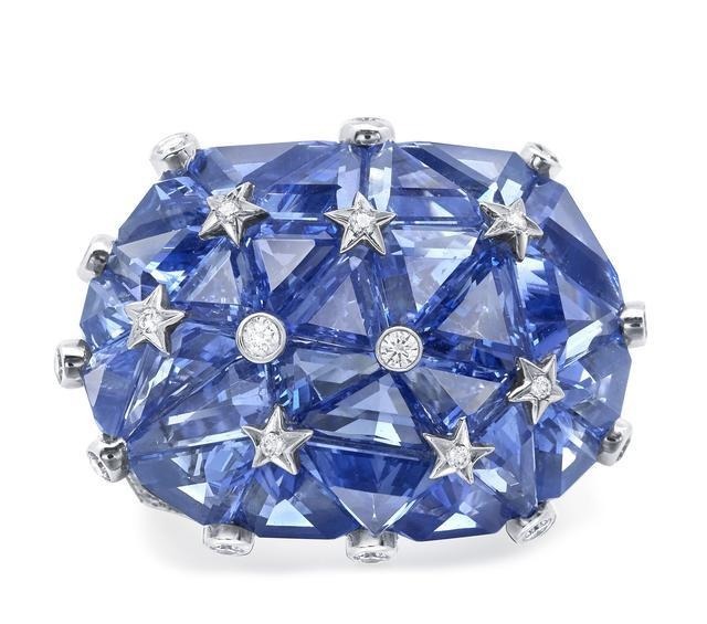 戒指&香奈儿,拼镶蓝宝石戒指,星空般浪漫!