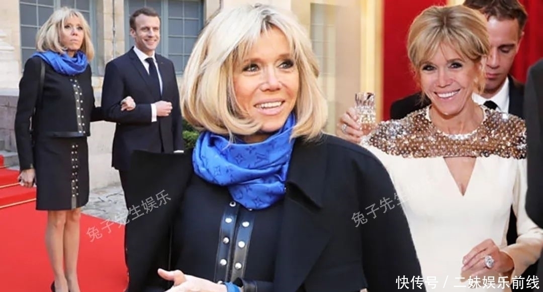 布丽吉特从头改变,梳齐刘海,涂艳丽唇膏,翘起手指“撩”马克龙