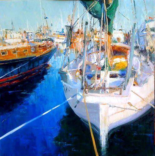 塔尔萨大学&窗外的景色 浓郁的色彩,戴安娜·恩斯沃思的风景油画