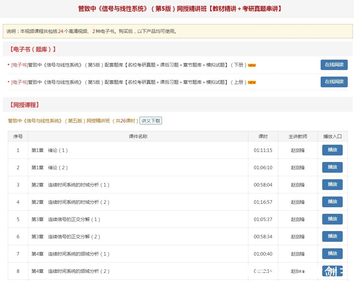 ?管致中信号与线性系统视频全套！
