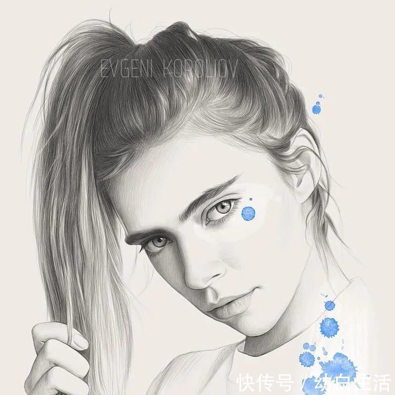 手绘$总被怼素描画得像头盔,瞧她用自动铅笔画,笔笔都是功力,厉害了!