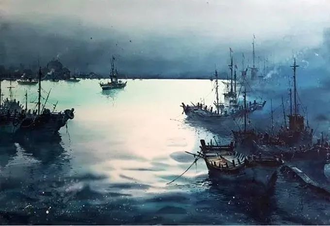 画面!极具美感的蓝绿水彩色调,如此画面,令人爱不舍手