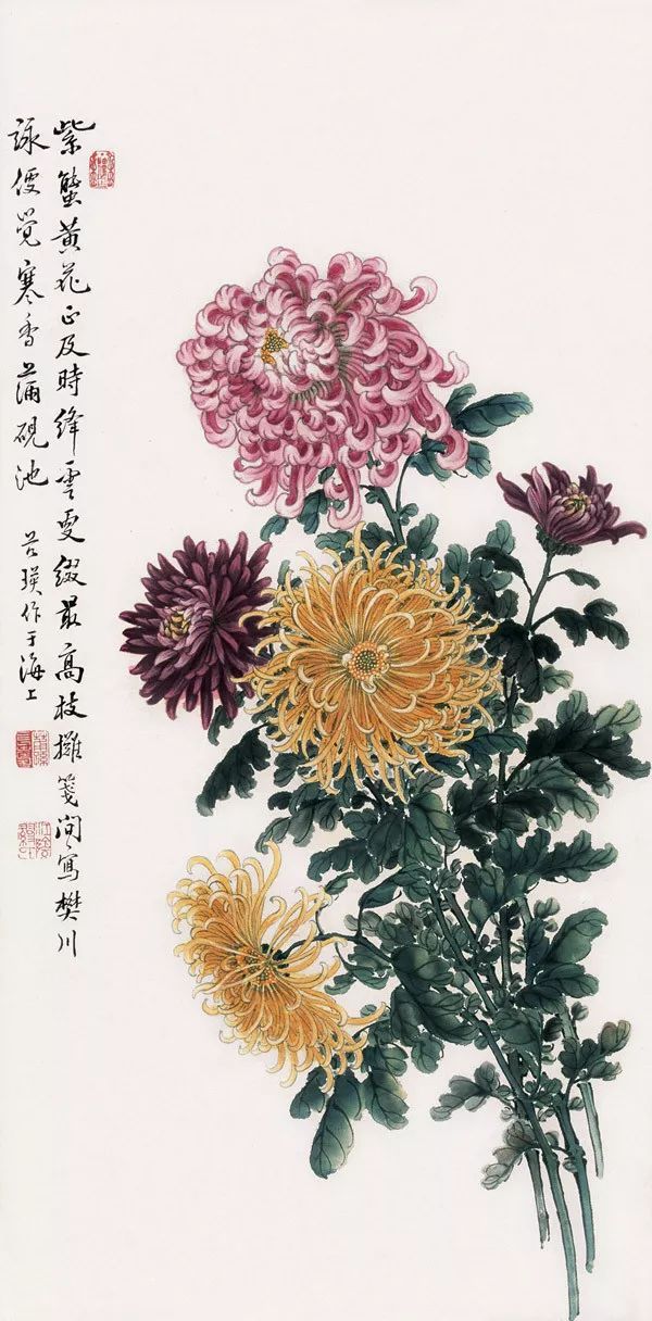 大中学$秋日赏菊——缪谷瑛菊花作品欣赏