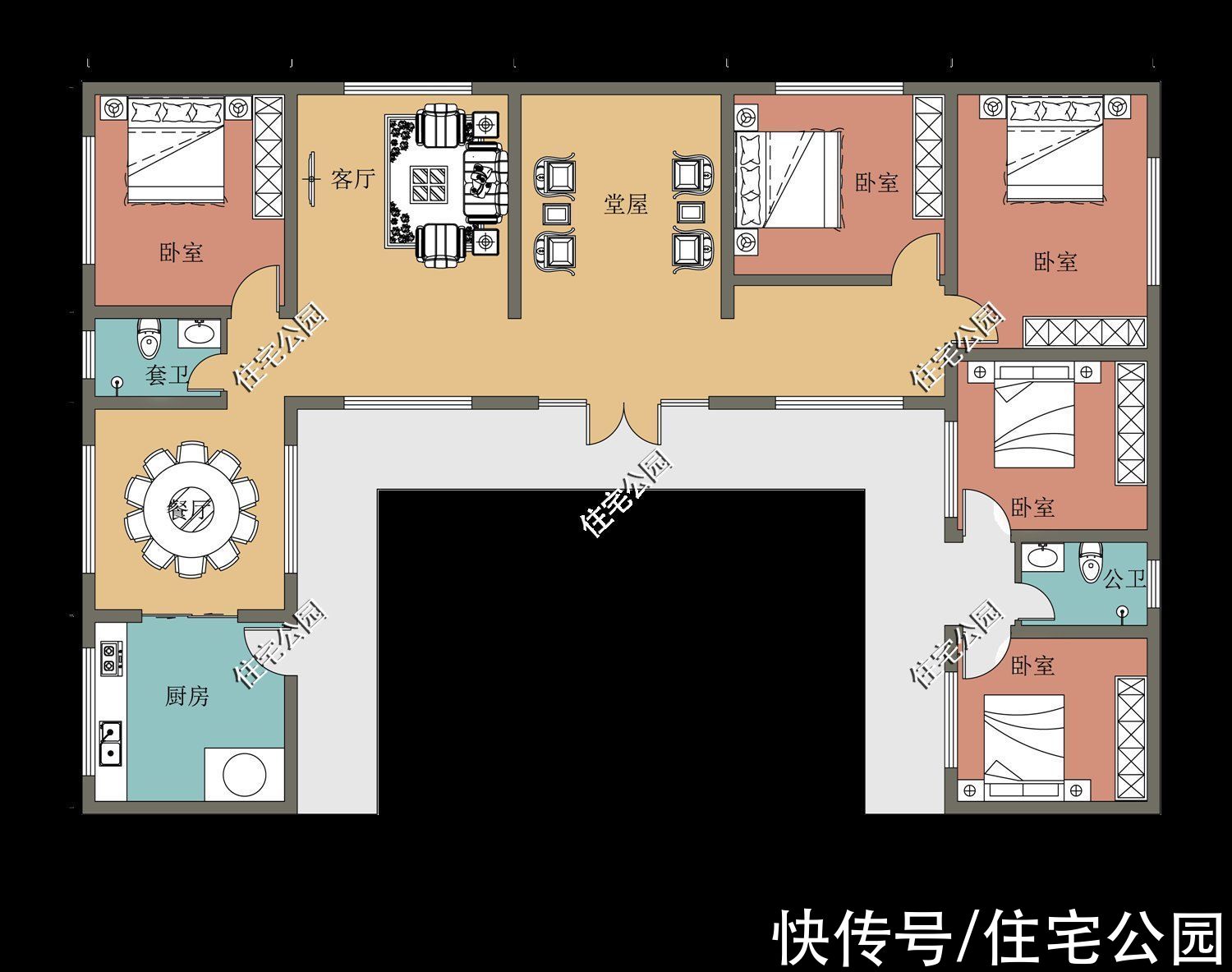 户型|想给农村父母盖养老房？这15套一层户型可要收好，实用又漂亮