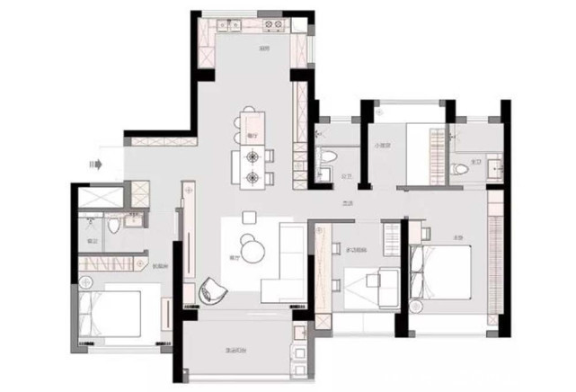 端景柜|153平现代风设计端景柜打破墙柜沉闷感,收纳美观两不误