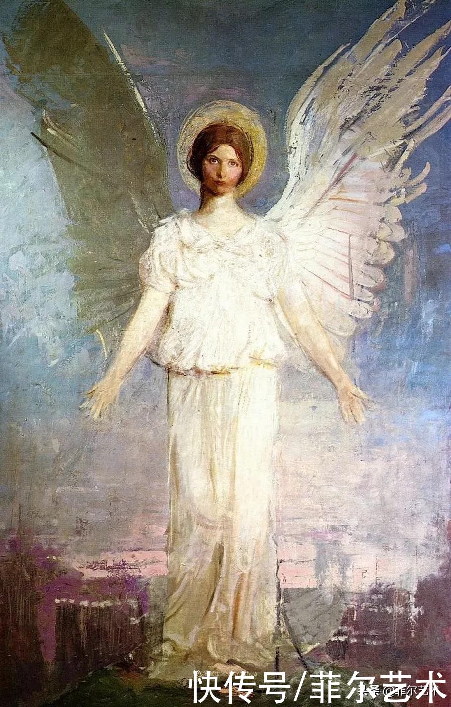 人物|空灵的天使，精美绝伦~雅培·翰德逊·泰勒女性人物油画作品欣赏