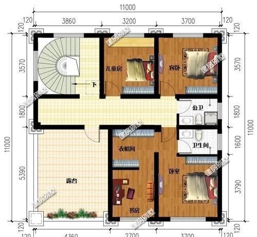 别墅|11×11米,建房尺寸相同的两栋别墅,带挑空客厅均很大气