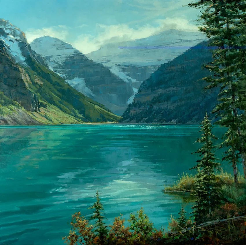 油画&她的风景油画清新自然，浪漫且又淳朴