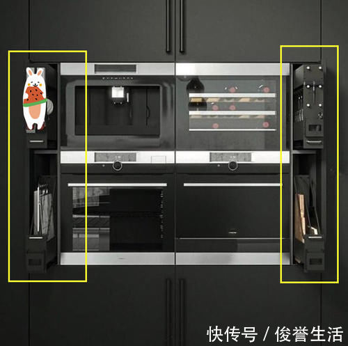 橱柜|这个办法聪明！内嵌厨电预留10cm宽，装抽拉窄柜分层收纳整整齐齐