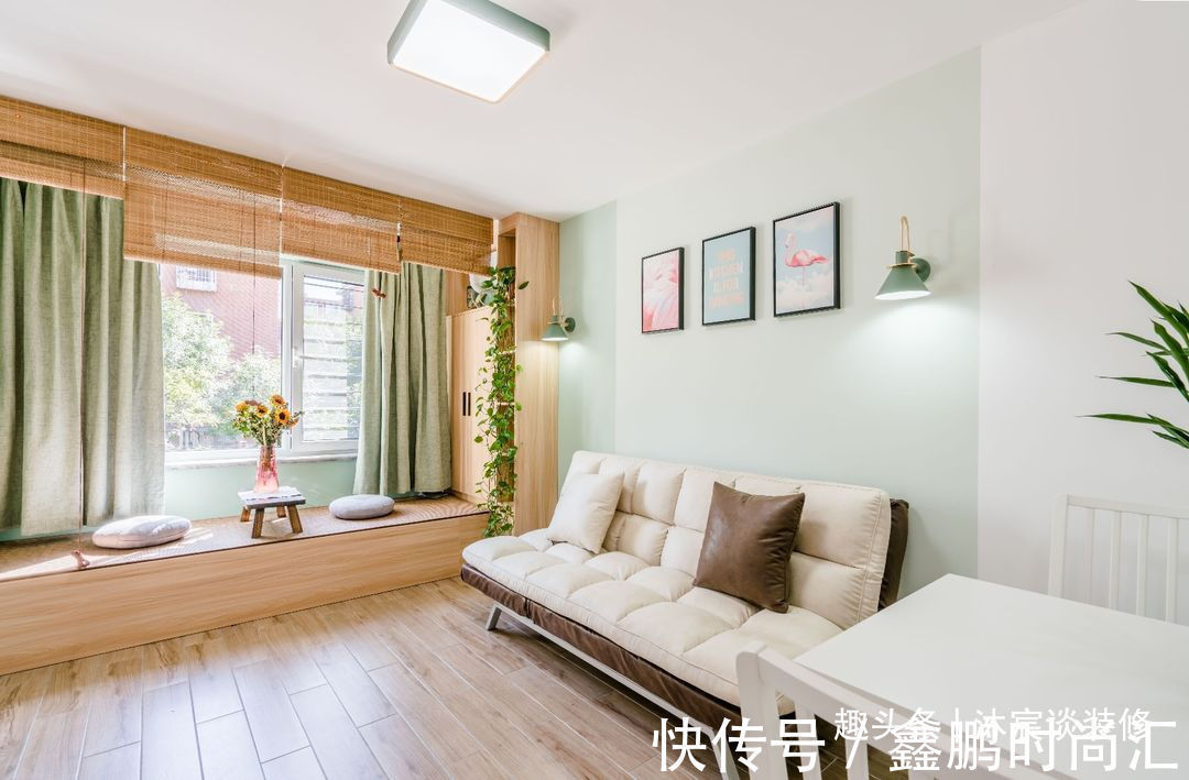 榻榻米|50㎡的婚房,虽然是小了点,但到处清新大方,藏不住的甜蜜与幸福