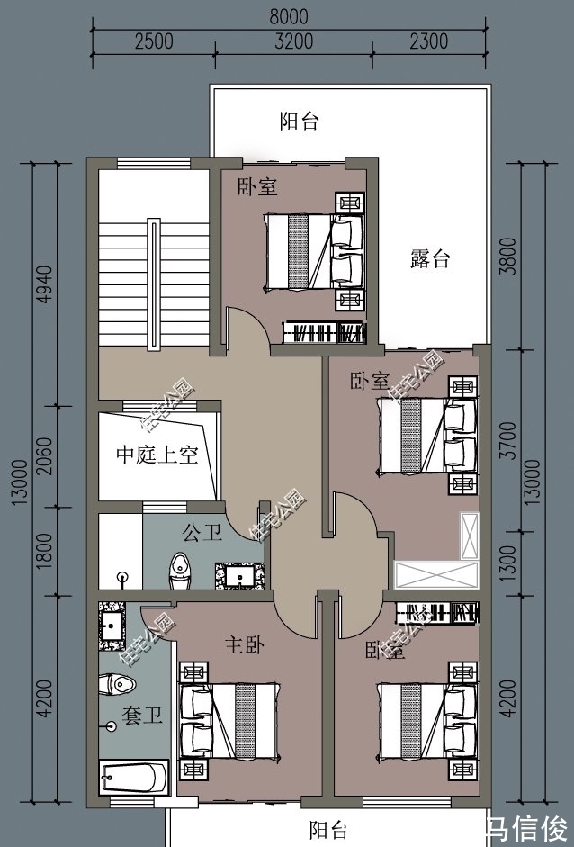玄关|临街面宽10.2米,进深14-18米,该怎么设计二层建房?