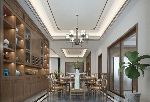 客厅|东北夫妻回乡建370㎡别墅,选胡桃木装中式,刚进门厅就被迷住