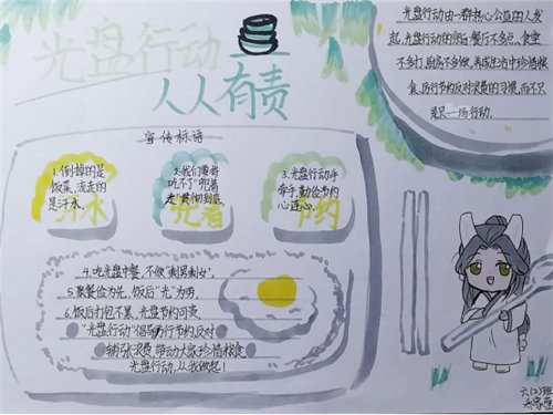  河镇|平谷区南独乐河镇“光盘行动 ”主题绘画手抄报来啦