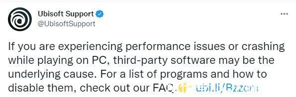 软件|育碧：游戏出现性能/崩溃问题 或是后台软件冲突导致