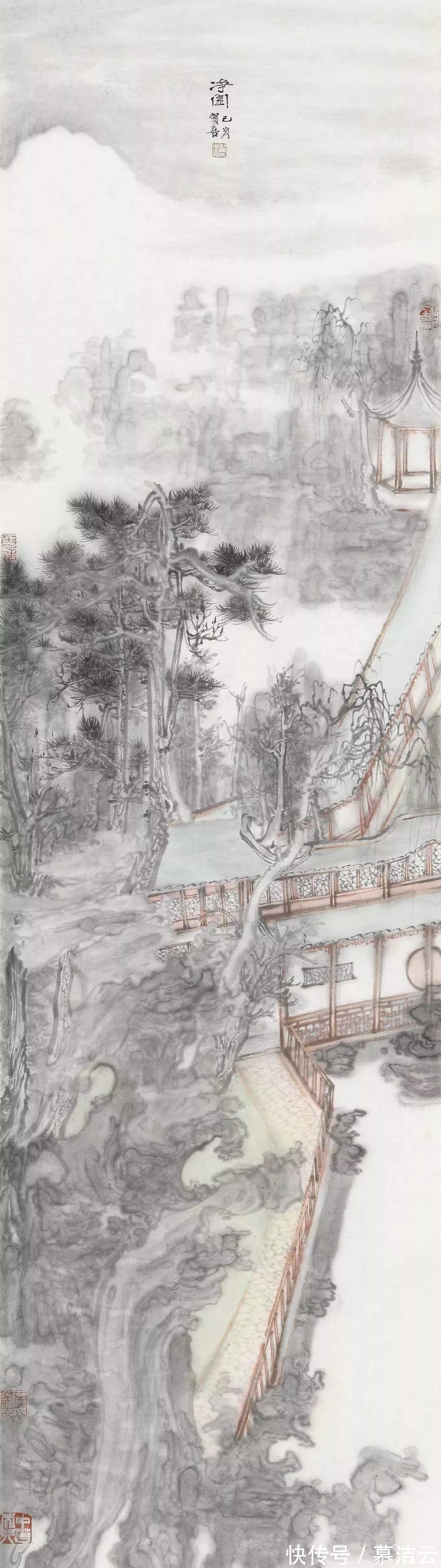 中国艺术$贺喜水墨山水画,以传统的笔墨现代的构成,奏出超脱尘世间的梵音