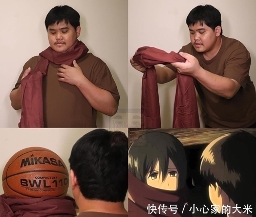 香蕉皮|香蕉皮Cos吉克的头发,篮球成了三笠,泰国小哥不去高仿真可惜了